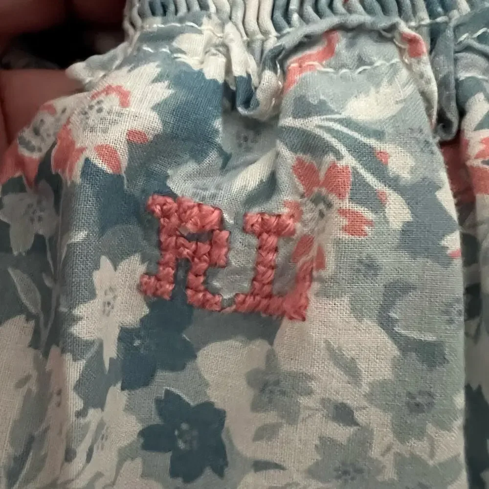 Ralph Lauren Girls Skirt 2T Blue Floral Tiered Smocked Cotton Boho Logo